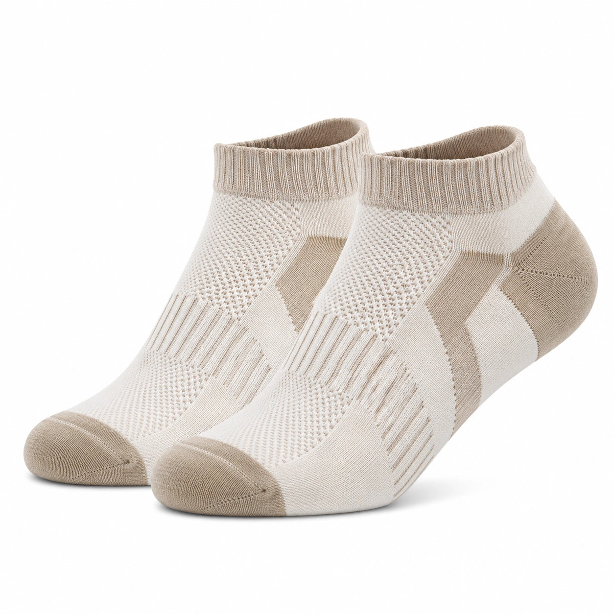 Chaussettes de sport courtes 35-38 en maille textile beige et écru respirantes