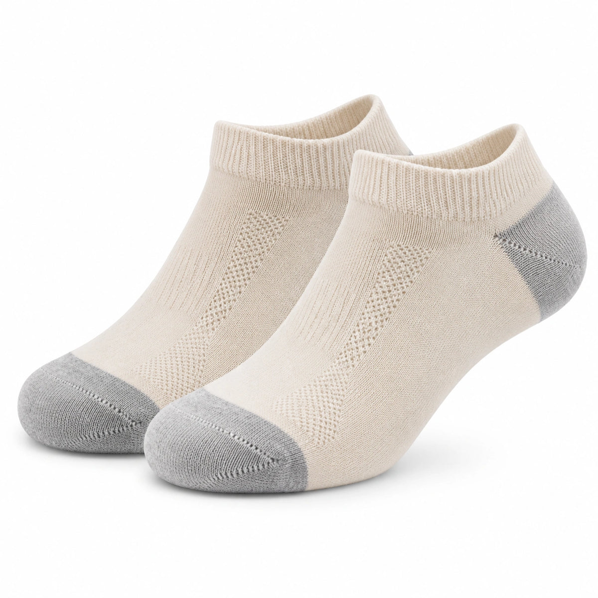 Chaussettes basses 39-42 en maille beige et gris respirantes style sportif