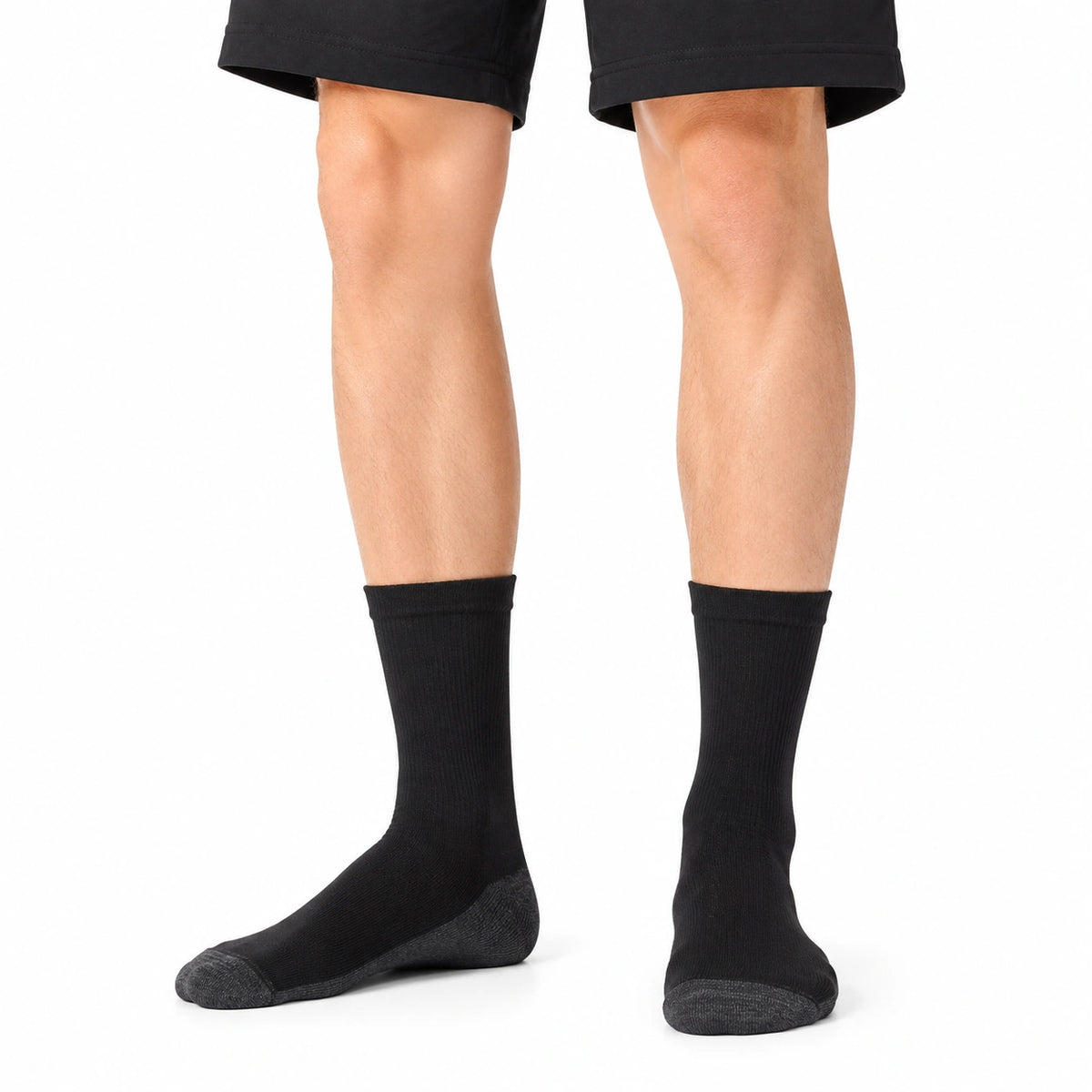 Chaussettes mi-mollet 43-46 noir/gris côtelées