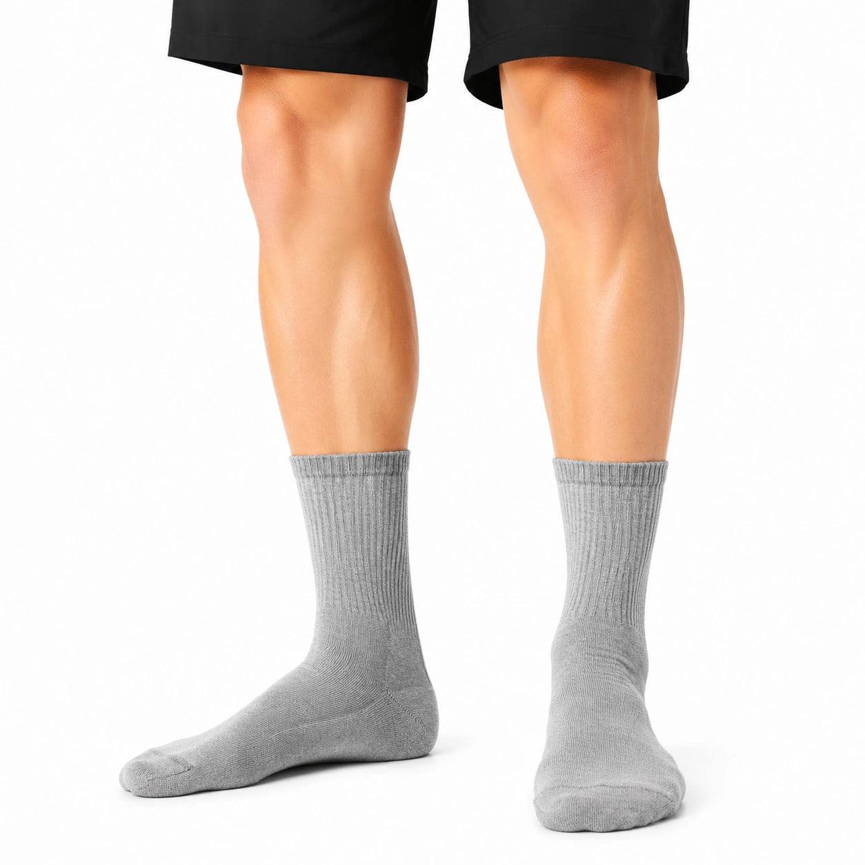 Chaussettes mi-mollet 43-46 grises côtelées en maille pour usage quotidien